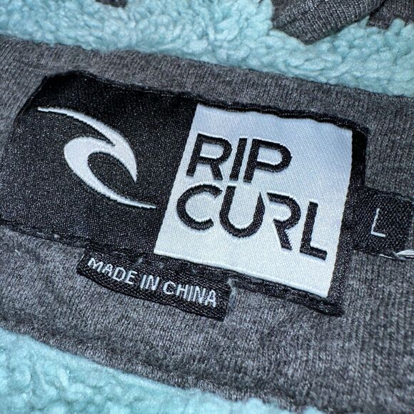 Rip Curl Sherpa Lined Full Zip Hoodie Grey Aqua Cozy Surf Jacket Men’s L - Picture 6 of 10